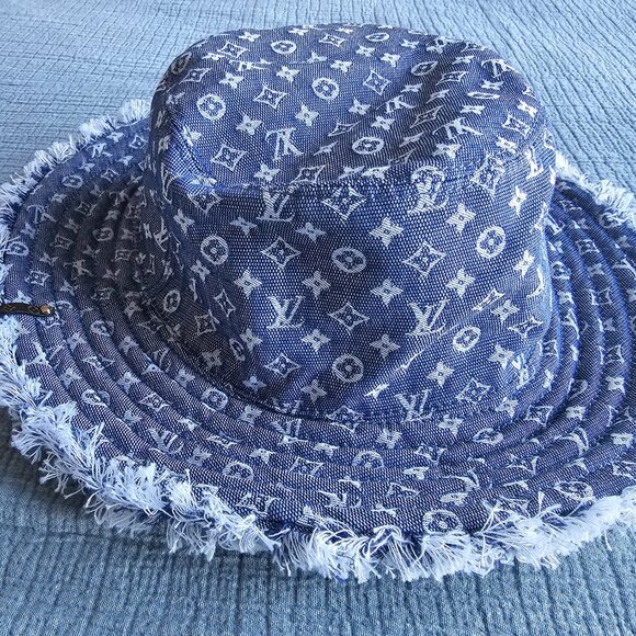 Louis Vuitton Monogram Denim Fringe Bucket Hat - Picture 4 of 11